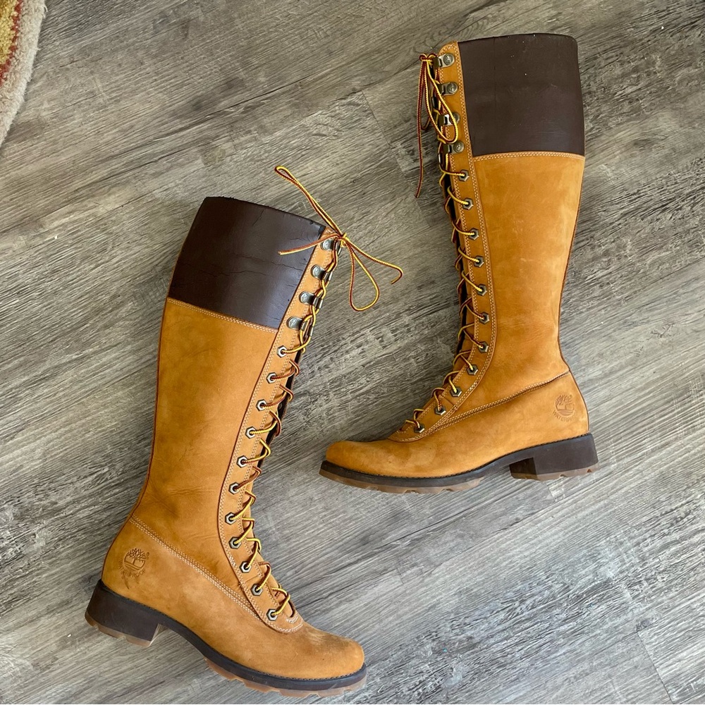 Timberland Premium 14 Inch Knee-High Lace-Up Boots in Wheat Nubuck Size 7.5 - Picture 15 of 16